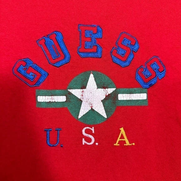 Vintage Guess USA red crew neck t-shirt size L - Picture 3 of 7